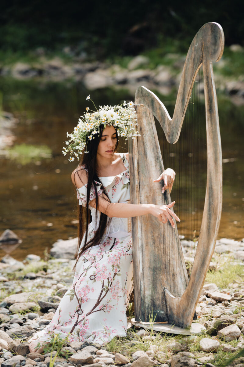 фотосессия с арфой на природе